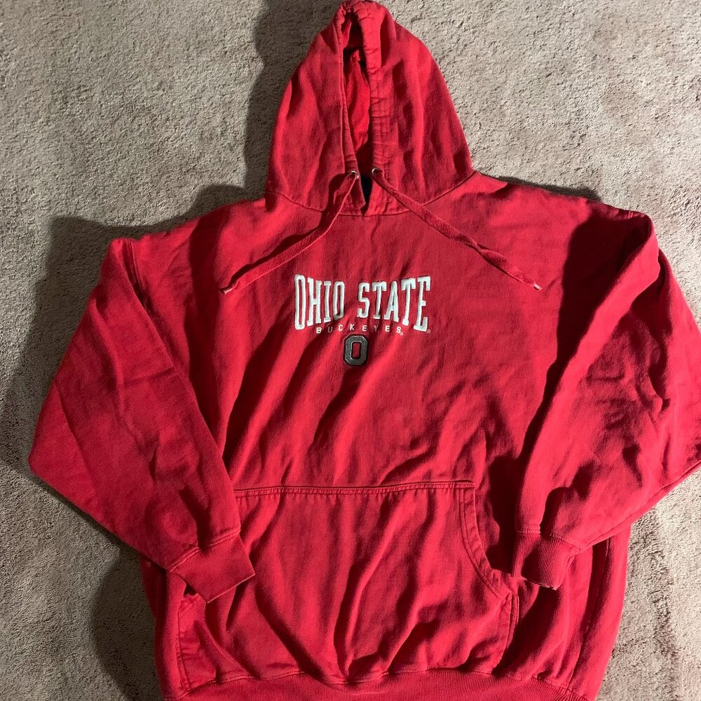 Old Varsity Brand Ohio State Buckeyes Red Embroidered Pullover Hoodie Mens